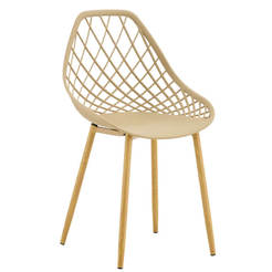 Стул из полипропилена с металлическими ножками, цвет капучино, размеры 52x49x86 см.