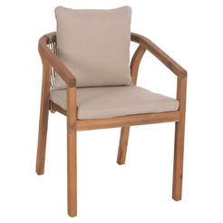 Chair with armrests Contrel 58x60x74cm acacia wood rope