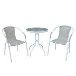 Комплект мебели за градина - маса 60см и 2 стола, цвят бял BALENO