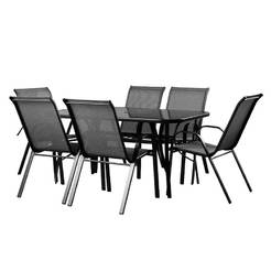 Gartenmöbel-Set 7-teilig, Metall und Textil KINGSTON