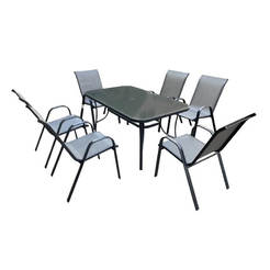 Garden furniture set 7 parts, metal and textile KINGSTON