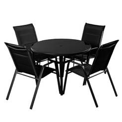 Gartenmöbel-Set 5-teilig, Metall und Textil RIDGE