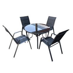 Gartenmöbel-Set 5-teilig, Metall und Textil RIDGE