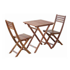 Комплект дървени градински мебели 3 части - маса и 2 стола, дърво акация