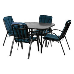 Gartenmöbel-Set 5-teilig, Metall und Textil Flinders