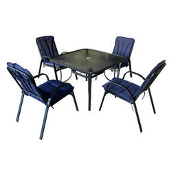 Garden furniture set 5 pieces, metal and textile Flinders