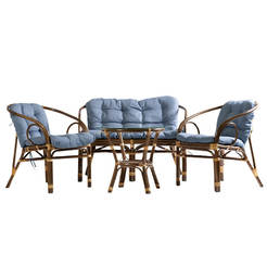 Matador Gartenset - 4-teilig, Naturrattan, Walnussfarbe