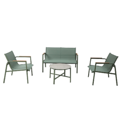 Garden furniture set 4 pieces Michelle, metal/textile green mat