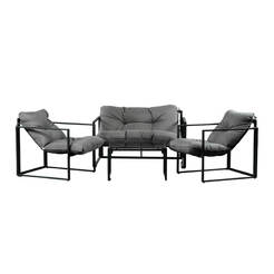 Gartenmöbel-Set 4-teilig Cube, Metall/Textil schwarz