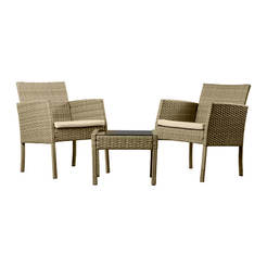Gartenmöbel-Set 3-teilig Ratto, Kunstrattan beige