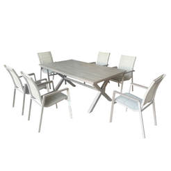 Садовый обеденный комплект Corinna, 7 предметов, алюминиевый, из поливуда