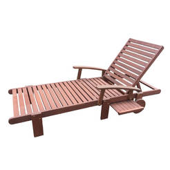 Folding deck chair with table 194 x 75 x 80 cm, meranti wood