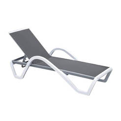 Шезлонг PVC 69x58x196x31см текстил сив WOOD WELL