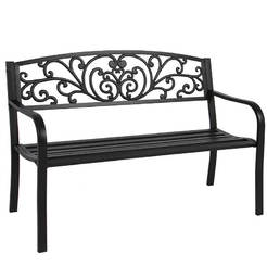 Garden bench with ornaments - 127 x 60 x 85 cm, steel and wrought iron