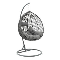 Gartenschaukelnest Typ Zafer mit Gestell und grauen Kissen