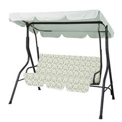 Садовые качели 170x110x153 см, грузоподъемность до 260 кг, бежевый принт с листьями.