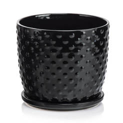 Ceramic pot with base 13cm black Amsterdam POLNIX