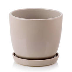Ceramic flowerpot Amsterdam 24cm gray with base