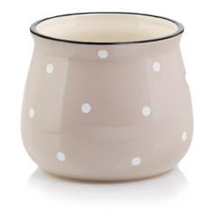 Керамический цветочный горшок 13х10 см, кремовый, с точечным рисунком, Deco POLNIX