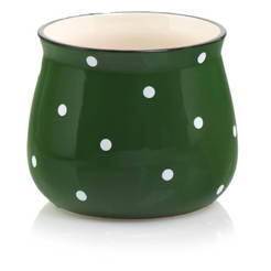 Керамический цветочный горшок 13х10 см, зеленый с точками, Deco POLNIX