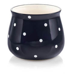 Керамический цветочный горшок 13х10 см, синий с точками, Deco POLNIX