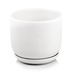 Ceramic flowerpot 20cm white with base Barcelona POLNIX
