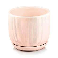 Ceramic flowerpot 17cm pink with base Barcelona POLNIX