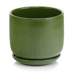 Ceramic flowerpot 14cm green with base Barcelona POLNIX
