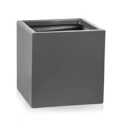 Fiberglass square planter 25cm gray POLNIX