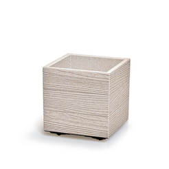 Flower pot, plastic Madera Square 13.3l white PROSPERPLAST