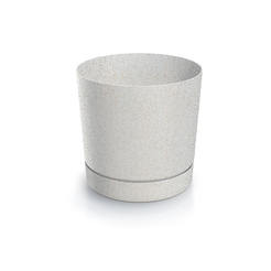 Blumentopf, Kunststoff Tubo 14,8 cm weiß mit Unterlage PROSPERPLAST