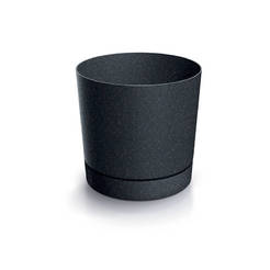 Blumentopf, Kunststoff Tubo 23,9 cm anthrazit mit Untersetzer PROSPERPLAST