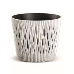 Саксия за цветя, пластмасова Sandy Round 12,8см бяло PROSPERPLAST