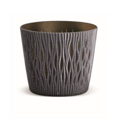 Blumentopf, Kunststoff, sandfarben, rund, 15,8 cm, anthrazit, PROSPERPLAST