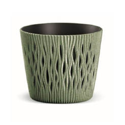Пластиковый круглый цветочный горшок Sandy Round 15,8 см, зеленый, PROSPERPLAST