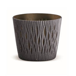 Blumentopf, Kunststoff, sandfarben, rund, 18,9 cm, anthrazit, PROSPERPLAST