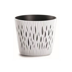Пластиковый круглый цветочный горшок Sandy Round 18,9 см, белый, PROSPERPLAST