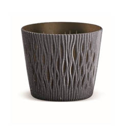 Пластиковый круглый цветочный горшок Sandy Round 22,5 см, антрацитовый, PROSPERPLAST