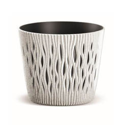 Blumentopf, Kunststoff, sandfarben, rund, 22,5 cm, weiß, PROSPERPLAST