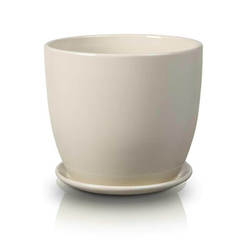 Ceramic flowerpot with Amsterdam base - 13 cm, cream