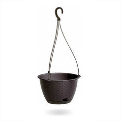 Hanging pot Ratolla Round ф24 x 16 cm 5 l artificial rattan brown