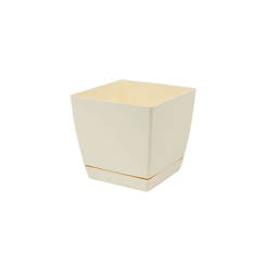 Plastic square pot with 0.5 l base, 10 x 10 cm, COUBI cream