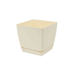 Plastic square pot with 1.2 l pad, 12 x 12 cm, COUBI cream