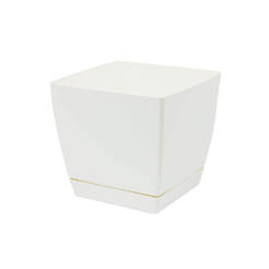 Пластмасова квадратна саксия с подложка 1.5л, 14 х 14см, бял COUBI