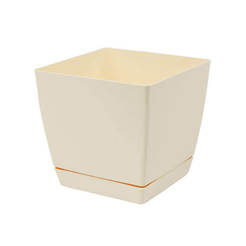 Plastic square pot with 2.5 l pad, 16 x 16 cm, COUBI cream