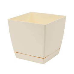 Plastic square pot with 3.8 l base, 18 x 18 cm, COUBI cream