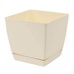 Plastic square pot with 6.0 l base, 21 x 21 cm, COUBI cream