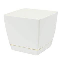 Plastic square pot with base 6.0 l, 21 x 21 cm, white COUBI