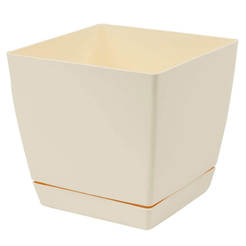 Plastic square pot with 8.0 l base, 24 x 24 cm, COUBI cream