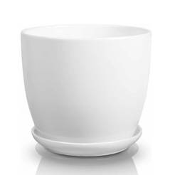 Ceramic flowerpot with Amsterdam base - 13 cm, white